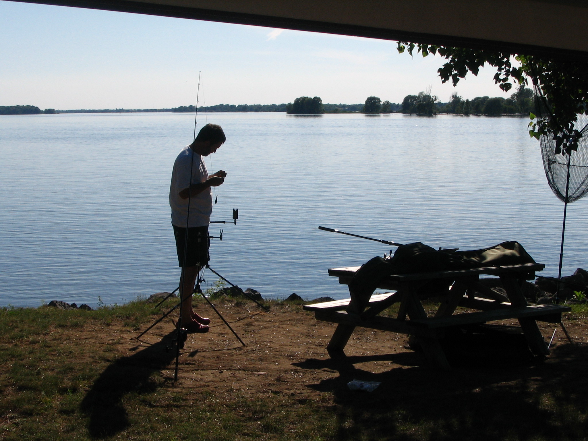 carp fishing set up panorama