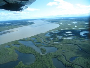 Photo taken from a Cessna Caravan while flying over the McKenzie Delta