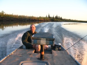 Photo of Wade at the tiller