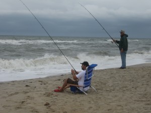 Photo of Lawrence testing out his new beach chair