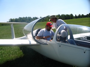 Photo of Lawrence in the cokpit