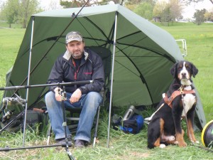 Photo of Lawrence and Maestro waiting for the bite Photo of Lawrence and Maestro waiting for the bite