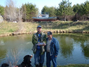 Photo of Walter and Maestro With Lawrence holding 17” Rainbow Trout